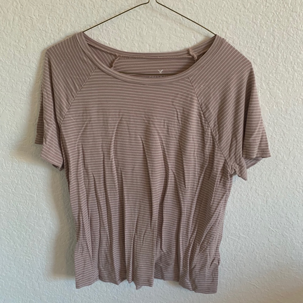 american eagle dusty pink striped top